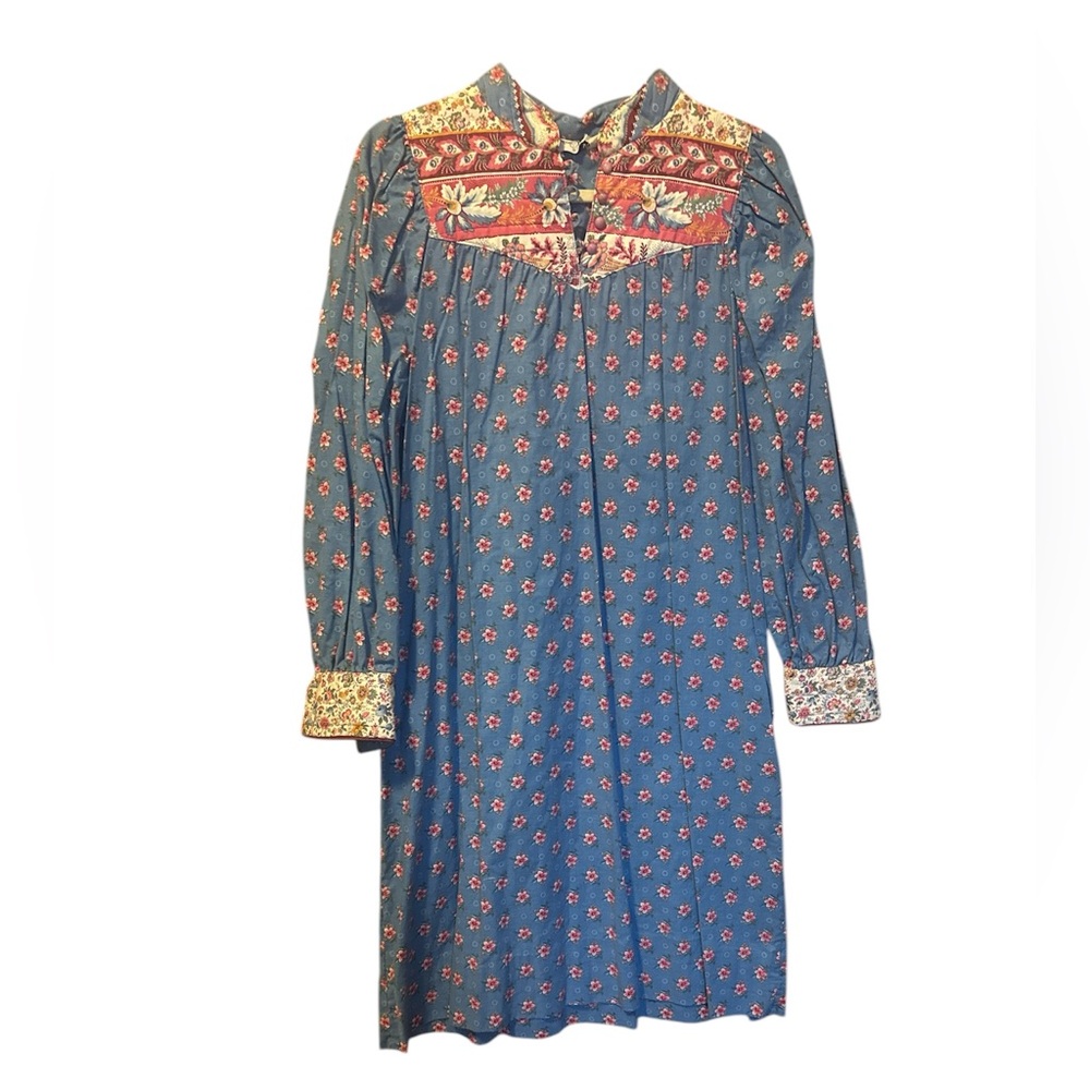 VTG Prariecottage dress Floral Embroidered Long Sleeve Dress 100% cotton 0/2